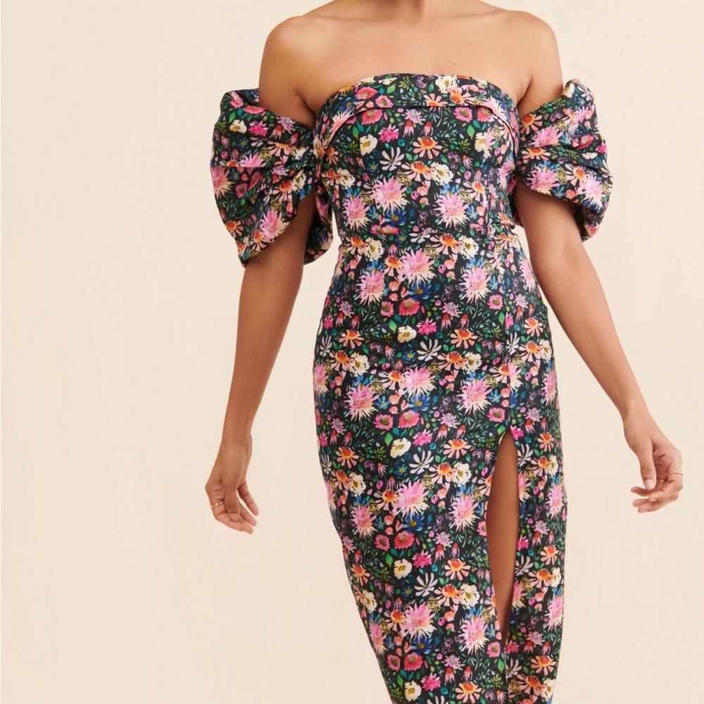 Mavis Linen Midi Floral Dress (fits like Lg)